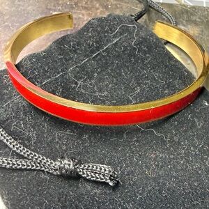 Gold-Tone Red Enamel Cuff Bracelet